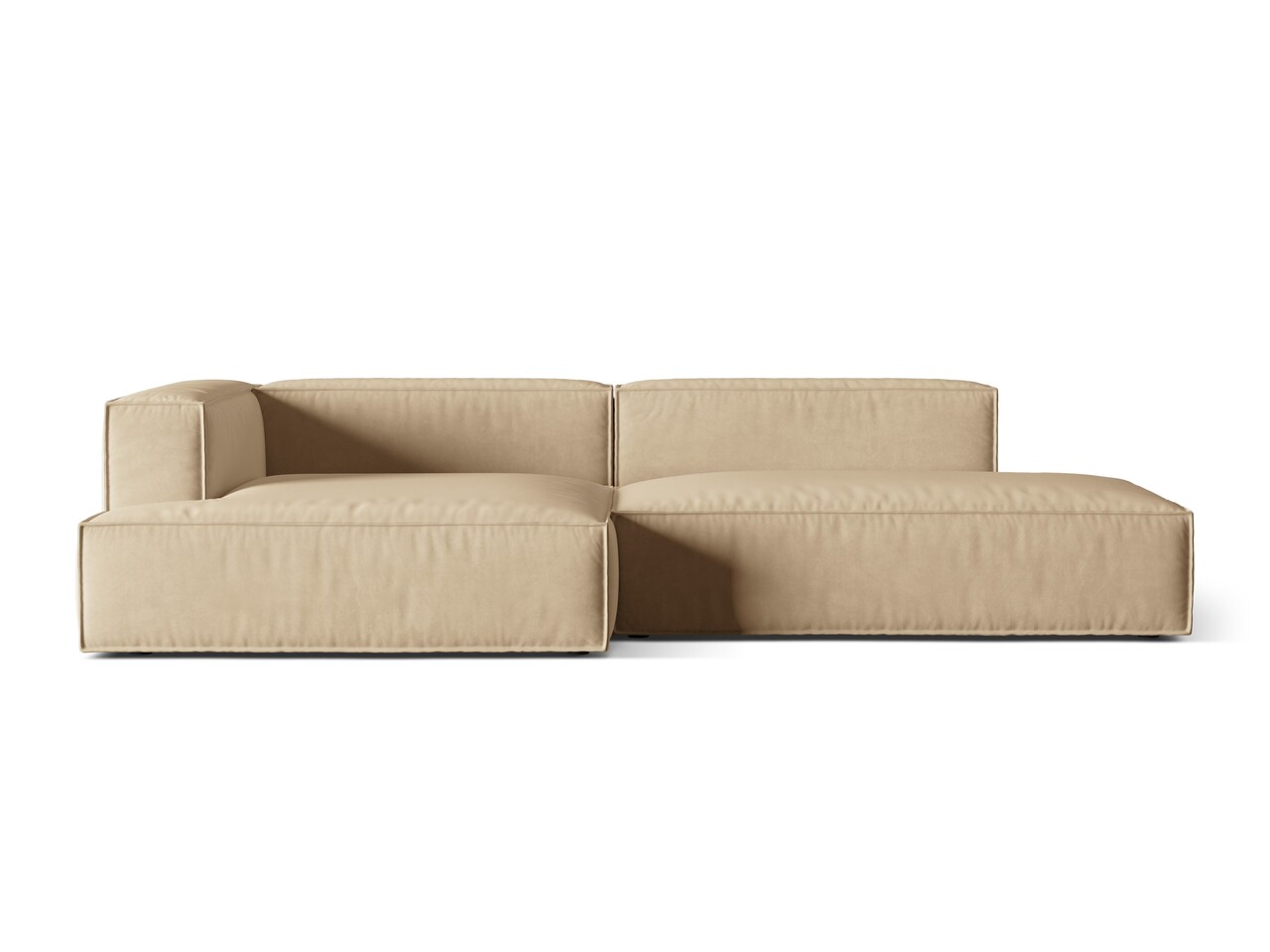 Coltar modular stanga 4 locuri, Nuria-88, Micadoni Home, 312x147x72 cm, catifea, bej nude Colțare